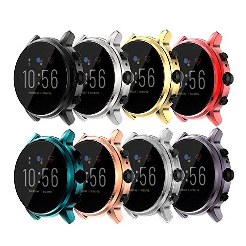 Screen Protector Case Compatible with Fossil Gen 5 Carlyle, Premium Soft TPU Slim Plated Protective Cover [Scratch-Proof] for Fossil Gen 5 Carlyle Smartwatch Band Accessories (8Colors)