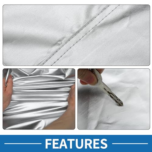 Image of ABSOPRO Car Windshield Cover Half Car Cover Top with Reflective Straps for Ice and Snow for Most Cars Silver Tone 210D Silver Tone 87 inch x 63 inch