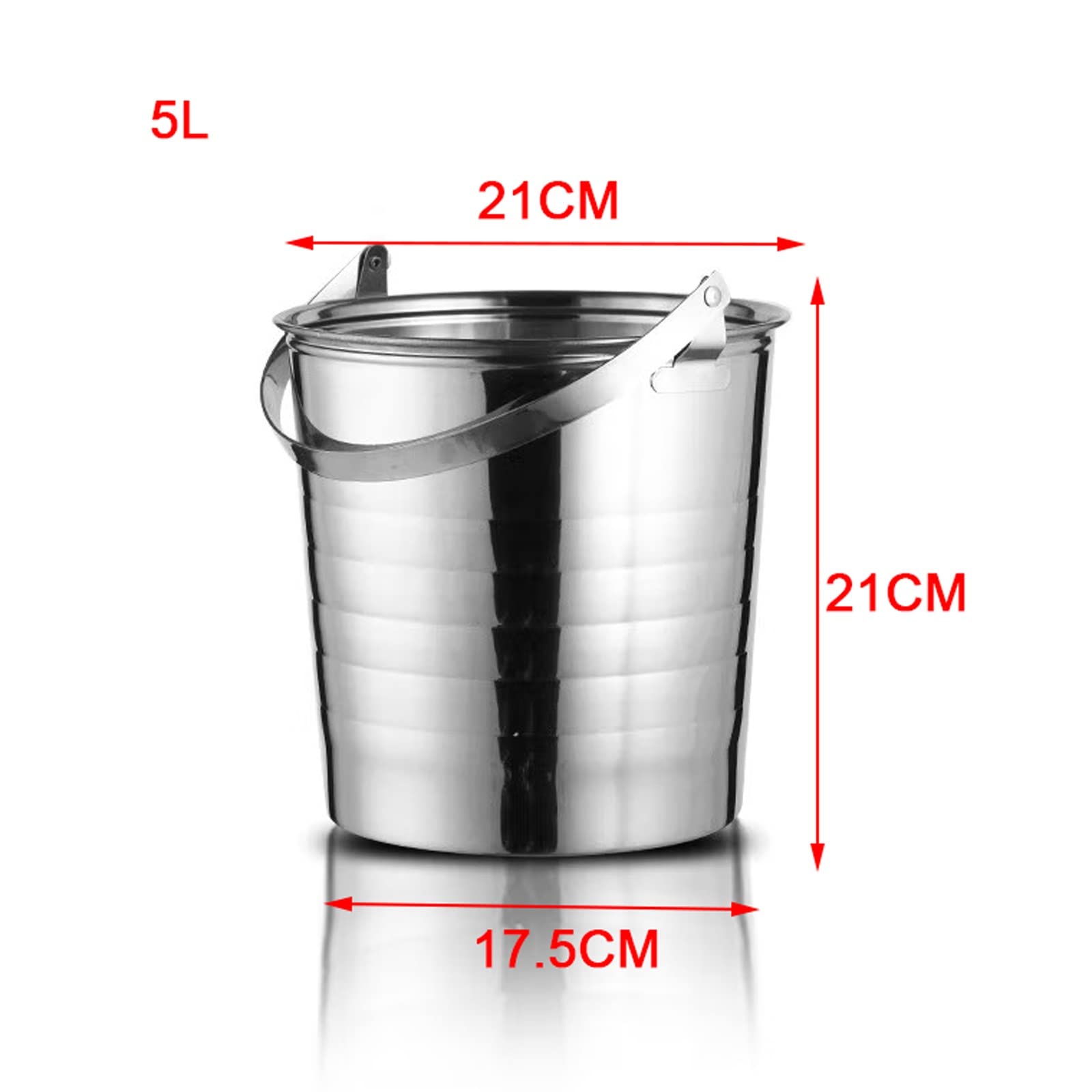 Seau à glacon Seau à Glace en Acier Inoxydable isolé avec poignée Portable et Confortable, idéal for Bar à Cocktails, fêtes, vin Frais, Champagne. Seau a Champagne (Size : 5L)