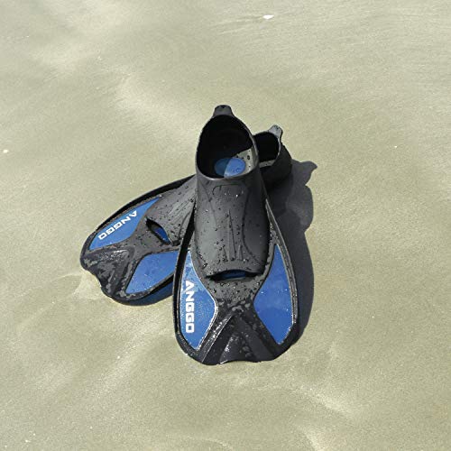 ANGGO Snorkel Fins, Short Diving Swim Fins/Swimming Flippers with Adjustable Strap for Snorkeling and Diving(Blue,S) - Thumbnail 2