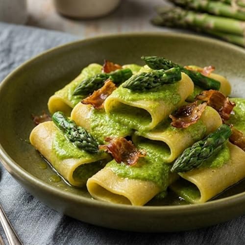 Paccheri cremosi agli asparagi: il segreto per una crema perfetta con pancetta croccante