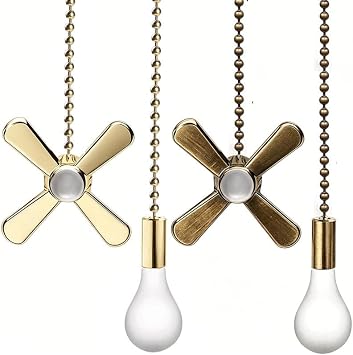4pcs Ceiling Fan Pull Chain Decorative Ornaments Extension for 13.6 Inch Fan Pulls and Light -(Bronze and Gold)
