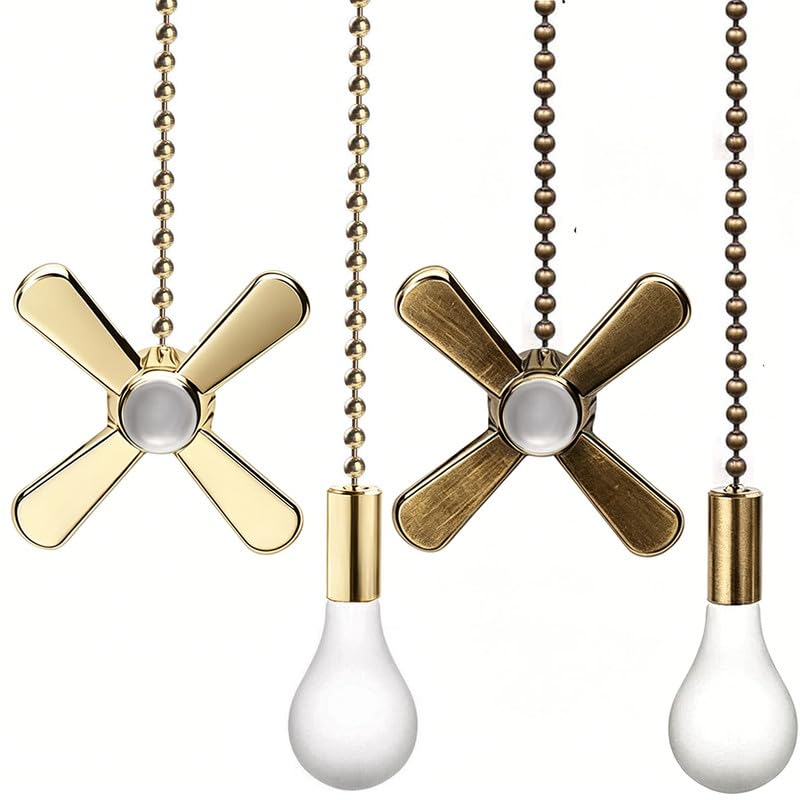 Image of 4pcs Ceiling Fan Pull Chain Decorative Ornaments Extension for 13.6 Inch Fan Pulls and Light -(Bronze and Gold)