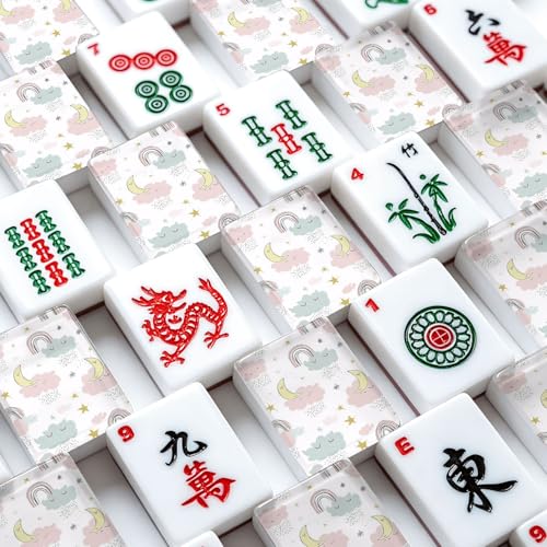 Juego de Mahjong Americano con 166 fichas acrílicas y bolsa miniatura 4