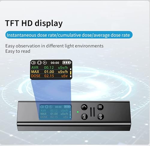 Geiger Counter Nuclear Radiation Detector, High Accuracy Beta Gamma X-Ray Radiation Monitor, Professional Radioactive Dosimeter Digital Radioactive Tester with Sound Light Alarm - Thumbnail 3