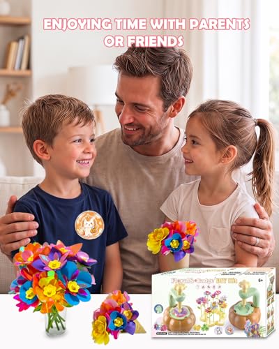 Rainbow World 2 in 1 Fabric Flower Press for Kids, DIY Flower Bouquet Kit with Button Maker, Embossing Tool STEM Toy, Screen-Free Activity for 4-8 Girls Boys — view 6