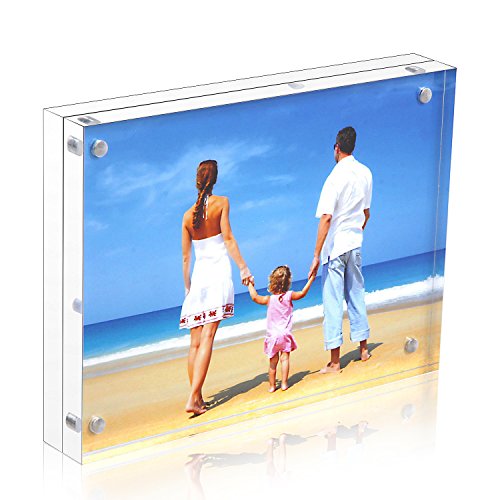 NIUBEE Acrylic Picture Frame 5x7, 20% Thicker Block Clear Double Sided Acrylic Photo