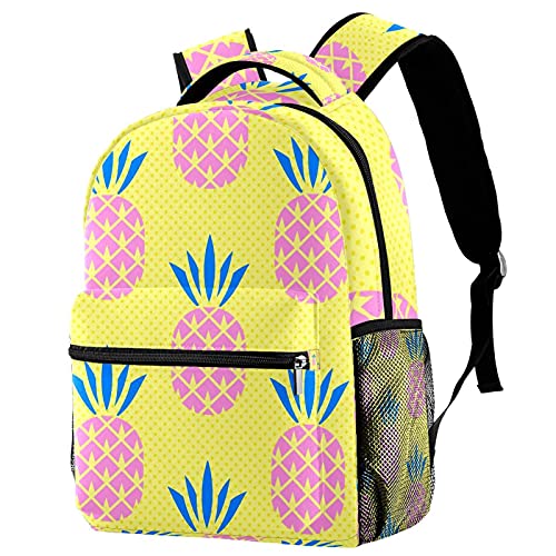 Sac à dos décontracté pour femme motif ananas sac à dos de voyage haute capacité multicolore