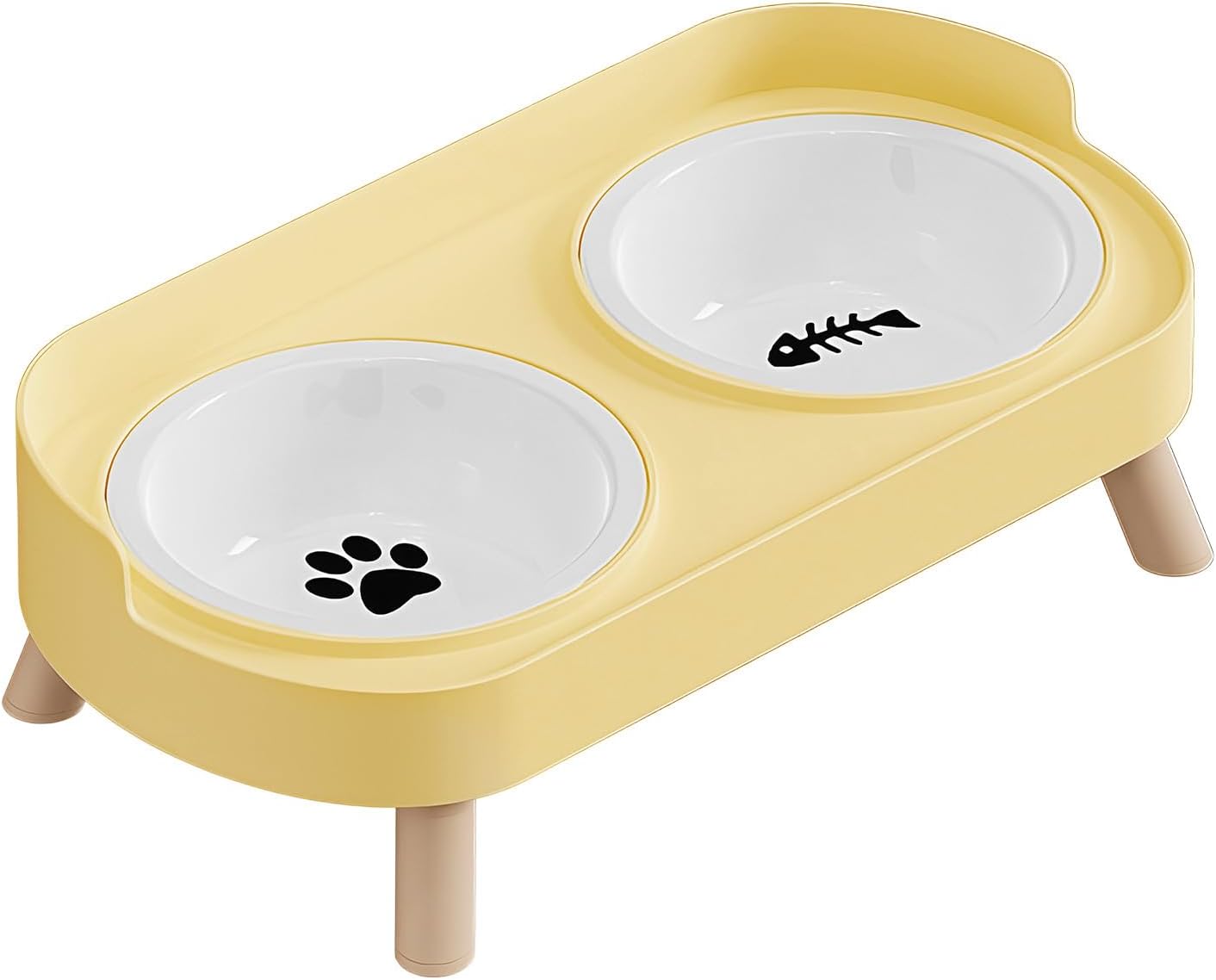 Elevated Pet Bowls, Ceramic Non Slip Water Feeder, 20x15cm Adjustable Feeding Station, Glazed Pet Dish with Stand, Dog Cat Bowl with Stable Base, Indoor Outdoor Home Yard Use for Small Medium Pets
