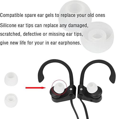 Miniatura 5 de WKYMY Almohadillas de silicona pequeñas de repuesto para auriculares intrauditivos, puntas de goma, tapa de repuesto para auriculares, 10 pares