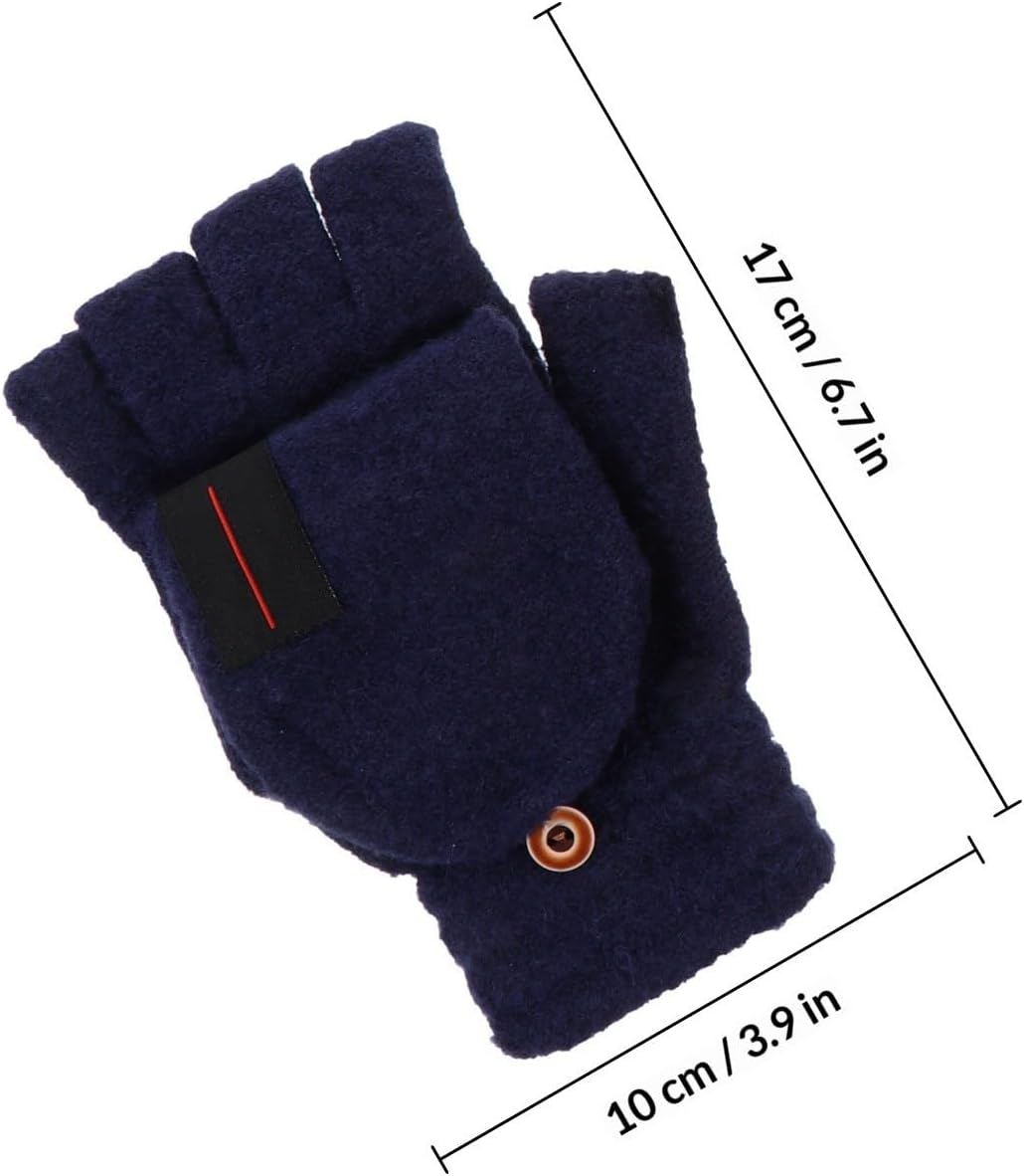 Toyvian USB Heated Gloves for Men and Women with Foldable Finger Cover, Acrylic Blend Half Finger Design for Gaming and Typing, Navy Thermal Hand Warmer Gloves for Cold Weather