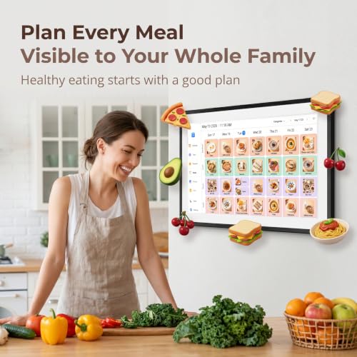 Image of LOOFII 15.6 Inch Smart Digital Calendar - 1920x1080 Full HD Touchscreen Calendar & Family Planner with Chore Chart & Meal Planner, Wall-Mountable (Black White)