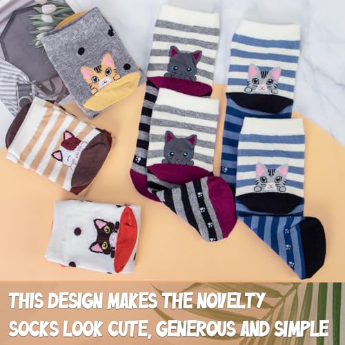 YSense 5 Pairs Womens Cute Animal Socks - Dog, Cat, Novelty, Cartoon, Cotton, Casual Crew, Funny Socks Gifts3