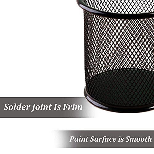 Image of Black Metal Mesh Round Pen Stand, Pencil Holder, Desk Organizer, Office Stationery Items, Home Storage Products, Makeup Brush Box, School Supplies