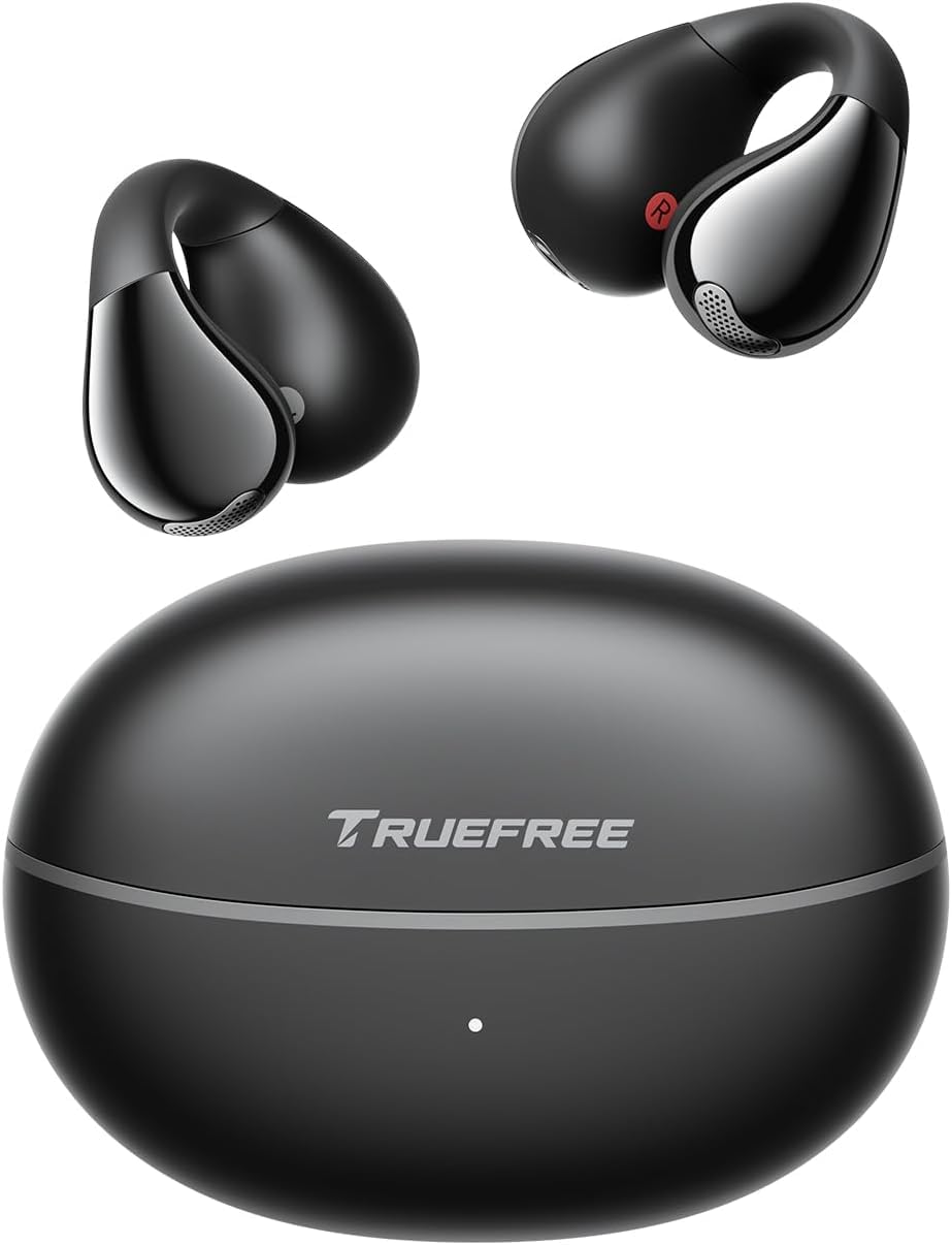 truefree B1 Open Ear Bluetooth Kopfhörer, Clip-On Kopfhörer Sport, Kabellose Bluetooth 5.4, Komfort-Ohrhörer, 3D-Klang, Dynamischer EQ, APP, Leichte Stabiles Nur 5 g, 25 Std Spielzeit