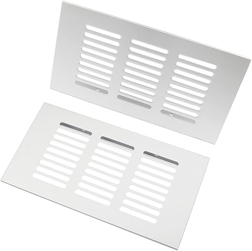 Miniatura 8 de Rejilla de ventilación de aleación de aluminio resistente, 2 piezas, cubierta rectangular de metal con listones para armario, estufa, zapatos,