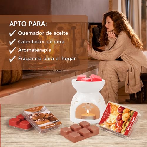 Miniatura 5 de Scentorini Cera Aromática Para Lámpara De Fragancia, Forma De Cubo De Canela Y Manzana Dorada, 8 Unidades, Cera De Soja Derretida, Ambientadores Para Velas