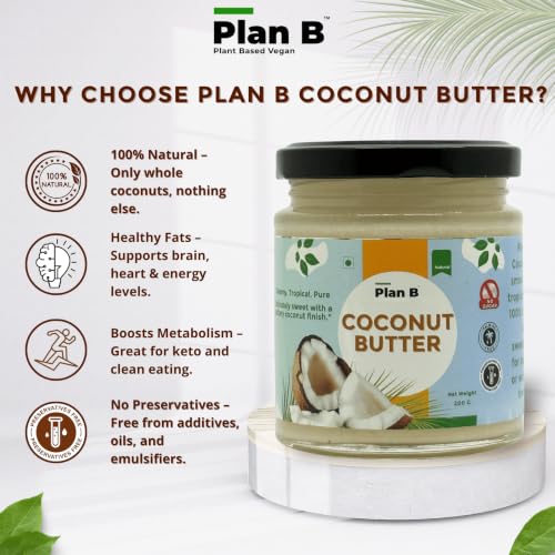 Image of Plan B Pure Coconut Butter 200g | Keto-Friendly, Cold-Pressed, No Added Sugar, Gluten-Free | All-Natural Superfood for Cooking, Baking & Spreads
