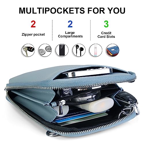 Image of befen Genuine Leather Crossbody Cell Phone Purse for Women, Small Zip Around RFID Blocking Crossbody Wallet Bags