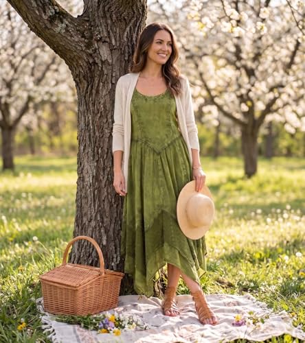 Image of Sakkas Rayon Embroidered Stonewashed Adjustable Spaghetti Straps Long Dress