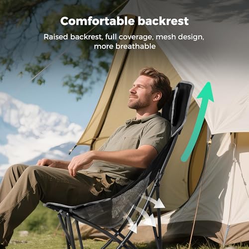 SUNNYFEEL High Back Camping Chair for Adults, Lightweight Camping Chair Support 250 lbs Heavy Duty, Compact Folding Chair Design, Portable & Collapsible Camping Chairs for Outdoor, Camp, Beach, Picnic by SUNNYFEEL - Image 5
