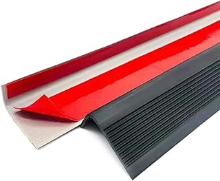2M Bullnose Stair Anti Slip Nosing Self-Adhesive Vinyl Edging Strip,Non Slip Step Trim,PVC Rubber Angle Stair Edge Trim(50x25mm,Black)