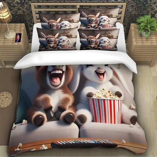 Housse de couette imprimé 3D ludique en microfibre douce avec fermeture éclair - 5