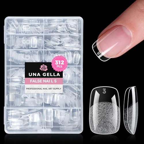 Image of UNA GELLA Short Square Squoval Gel Nail Tips 312PCS Pre-Etched