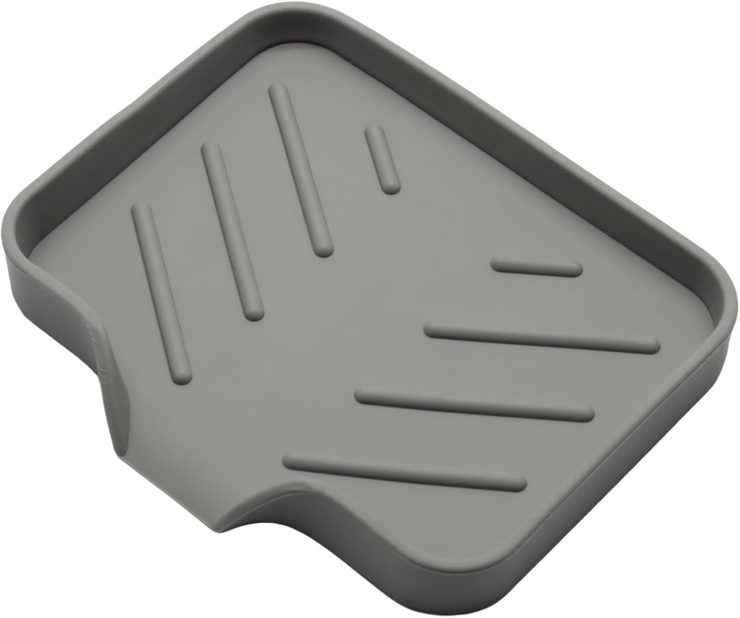 BokWin Silica Gel Soap Dish with Drain, Grey, 4.8x3.5 Inch