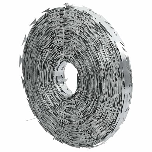 Gecheer BTO-22 Razor Wire 328.1 Feet, Galvanized Steel Barbed Wire for Fence Security – Weatherproof, Heavy-Duty Perimeter Protection for Residential, Commercial, and Industrial Use