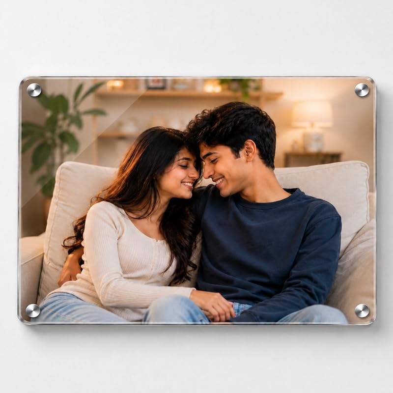 Image of Giftplease Customized Acrylic Photo Frame 24x36 Inch | Personalized Wall Photo Print | 5mm Premium Clear Acrylic | Wedding, Anniversary, Couple & Family Picture Frame for Home Decor