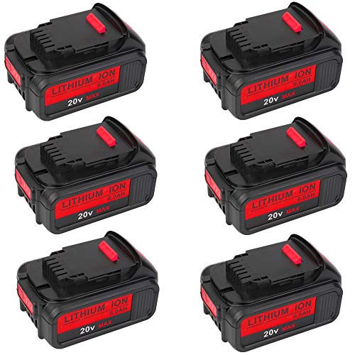 6Pack DCB200 20V MAX 6.0Ah Lithium Ion Replacement Battery Compatible with Dewalt Battery