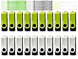 128MB USB Flash Drive Bulk Thumb Drive 20 Pack, Nicepicten Bulk USB 2.0 Flash Drive Pack Memoria USB Memory Stick Jump Drive Swivel Pen Drive with Lanyard, Label 128MB Zip Drive 20PCS (Green, Sliver)