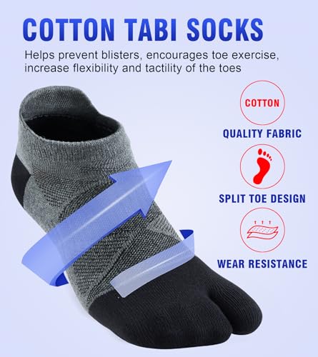 Women Tabi Socks No Show Split Toe for Sandal Flip Flop Ninja Japan Cotton 6 Pack