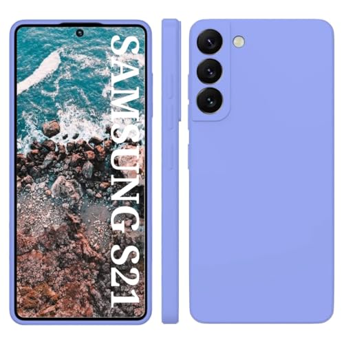 Image of DIZORO Liquid Silicone Gel Rubber Shockproof Soft Microfiber Cloth Lining Cushion Cover Compatible for Samsung Galaxy S21 6.2inches (Purple)