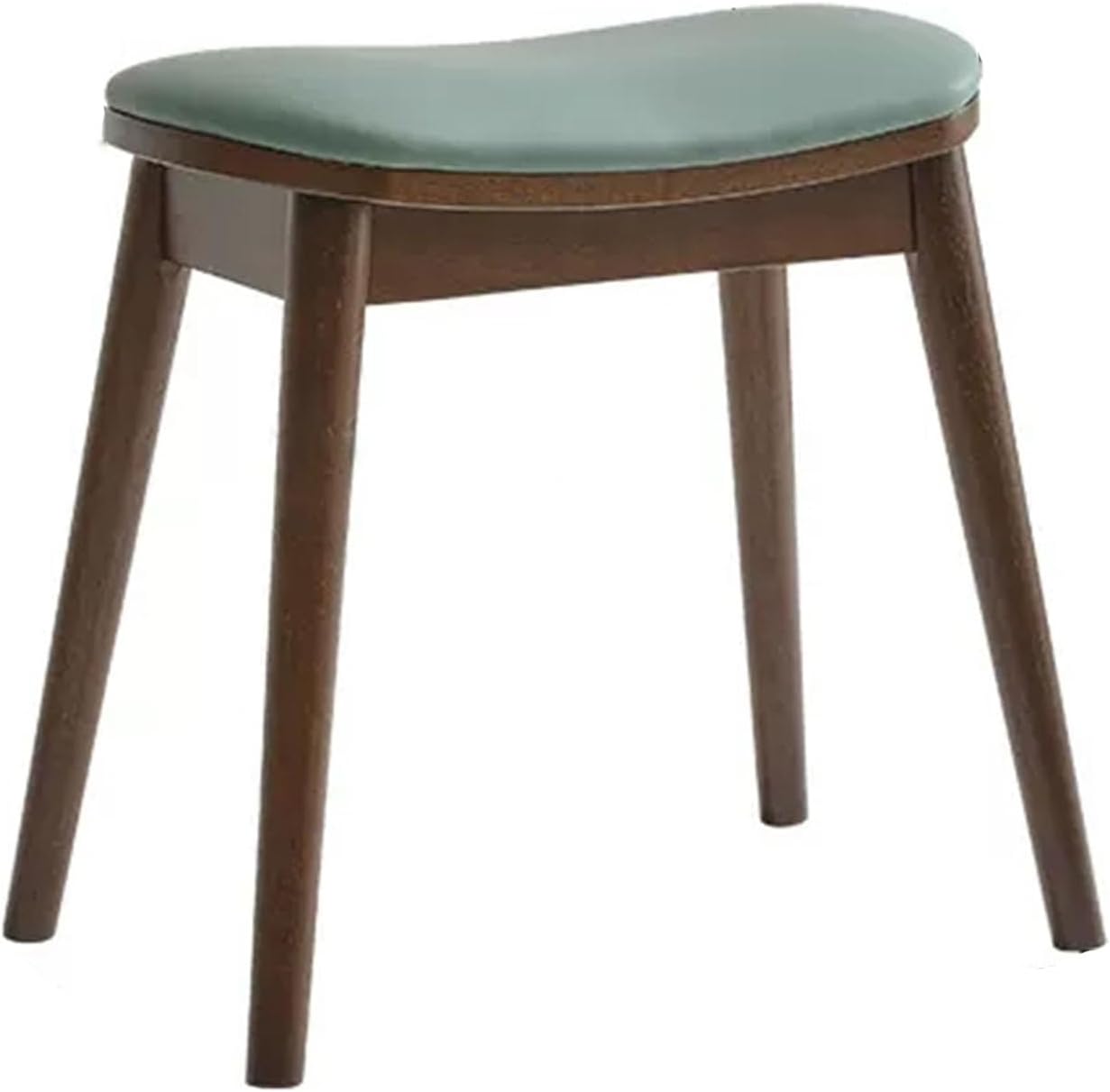 Vanity Stool Comfortable Tech Fabric Stool Makeup Stool with Solid Wood Legs & Curved Stool Surface for Makeup Room Bedroom