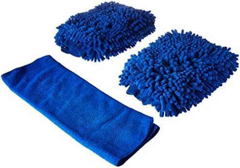 BlueCare Automotive Premium XL Car Wash Mitt - 2-Pack - Free Polishing Cloth, High Density, Ultra-Soft Microfiber Wash Glove, Lint Free, Scratch Free - Use Wet or Dry,