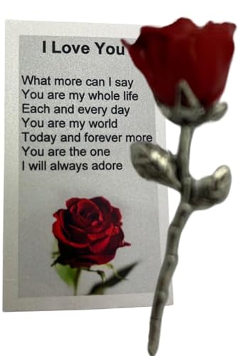 Westmon Works Valentines Day Rose Charm Pocket Token Flower Keepsake with I Love You Card Gift Set