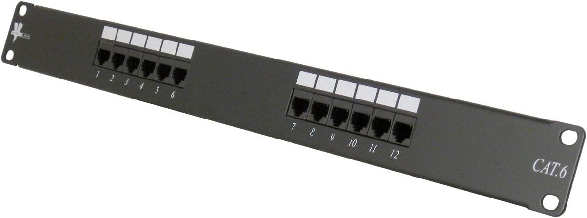 Vertical Cable Cat6 12 Port 19" Horizontal Rackmount 1U Patch Panel