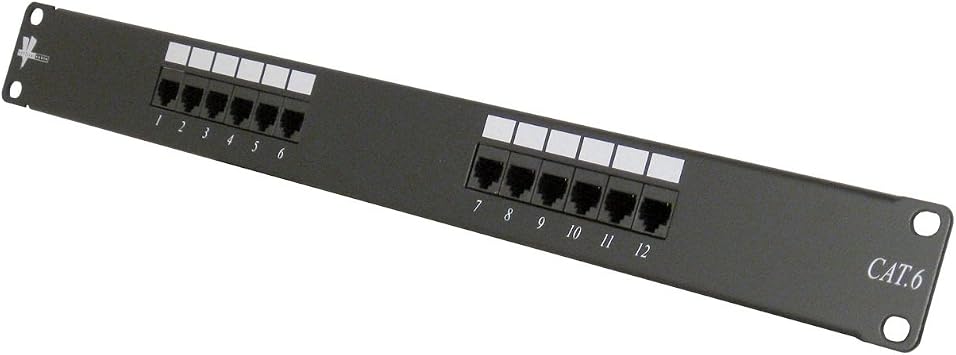 Vertical Cable Cat6 12 Port 19 Horizontal Rackmount 1U Patch Panel