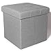 Theo&Cleo Leinen Sitzhocker mit Stauraum 38 x 38 x 38 cm Faltbar Fußbank Truhen Aufbewahrungsbox (Hellgrau)