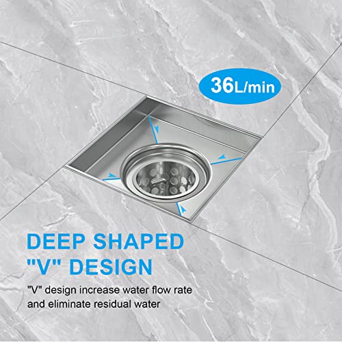 Shower System Set Faucet With 4 Inch Shower Drain, 10" Shower Faucet Set For Bathroom Luxury Rain Mixer Combo Set Wall Mounted Rainfall Square Shower Head Linear Shower Drain (4 Inch, Brushed Nickel) #TOP4