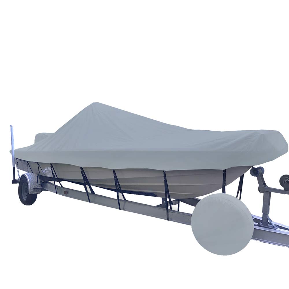 CarverIndustries 71222S-11 Styled-to-Fit Boat Cover for V-Hull Center Console Shallow Draft Fishing Boats - 22'6", Mist Gray