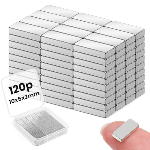 LOVIMAG 10x5x2mm Small Bar Magnets, Rare Earth Magnet Strong, 120Pcs Neodymium Magnets for Crafts, Whiteboard, Fridge, Science, Office and DIY
