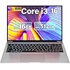 bvate Ordenador Portátil 16 Pulgadas Win11 16+512GB SSD Soporte 1TB SSD Expansión Portátil Gaming Ventilador Refrigeración Core i3（hasta 3,2 GHz） 5G WiFi BT4.2 Mini Puerto Multimedia 1920×1200-Silver
