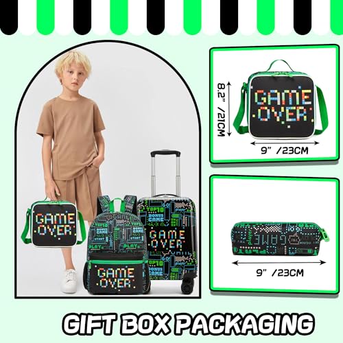 Image of Kid's Luggage Set 5 Piece Suitcase Set 16 inch Hardside Luggage with Spinner Wheels Boys Carry on Toddler Travel Rolling Luggage Airline Approved
