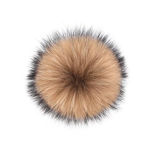Real Raccoon Fox Fur Pompom with Button Big Fur Ball for Beanies DIY Fur Accessories