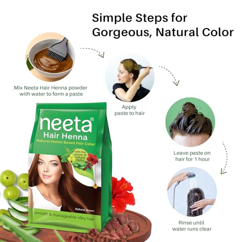 Image of Neeta Natural Henna Based Hair Color With The Power Of Natural Herbs For Smooth & Silky Hair (125Gm Natural Brown)