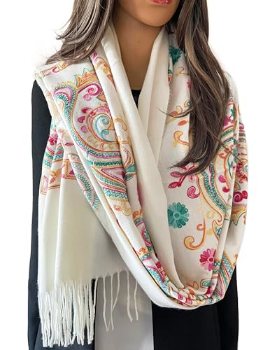 Women Pashmina Scarf Shawl Wrap - Large Long Paisley Floral 