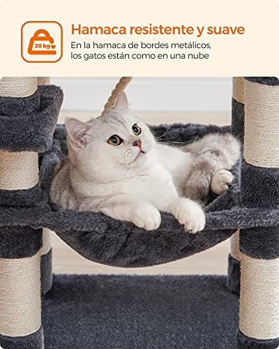 Feandrea Árbol para Gatos de 112 cm con Poste Rascador miniatura 6